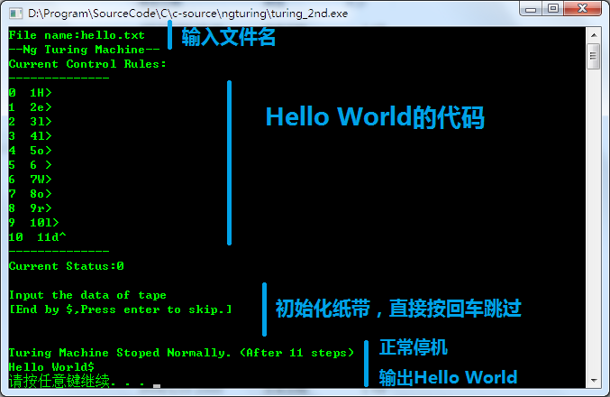 图2 NTM的Hello World程序